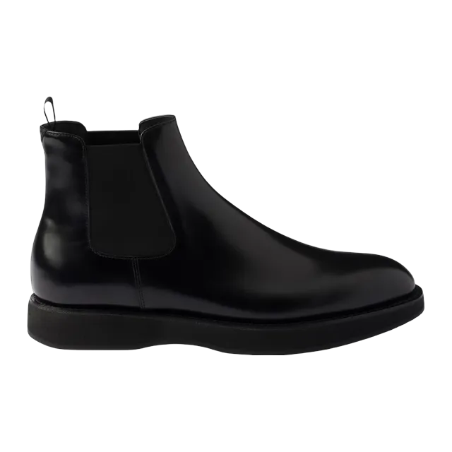 Prada Brushed Leather Chelsea Black — Authentic Prada in stock at CLZTURE