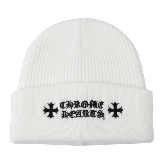 Chrome Hearts Beanie Logo White — Authentic Chrome Hearts in stock at CLZTURE