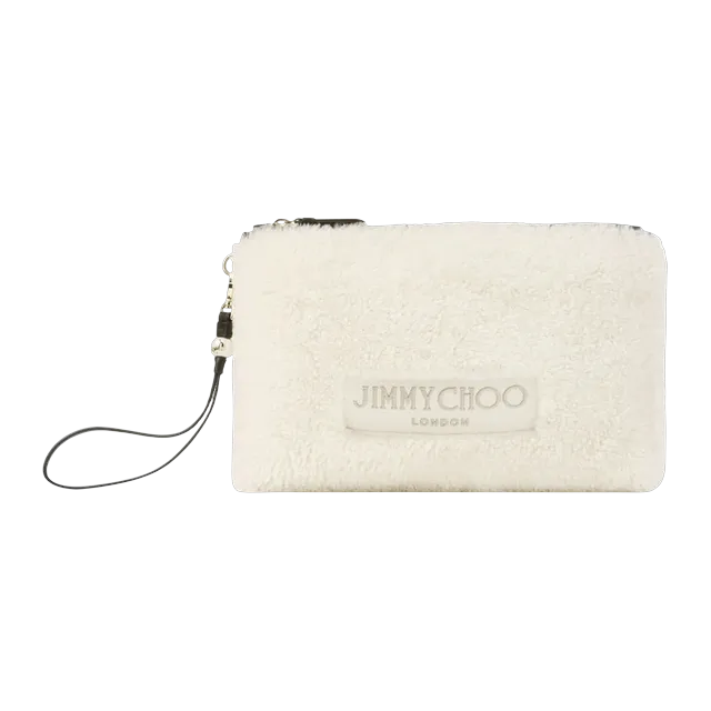 Jimmy Choo Zipped Flat Pouch White — Authentic Clutches & Pouches at CLZTURE