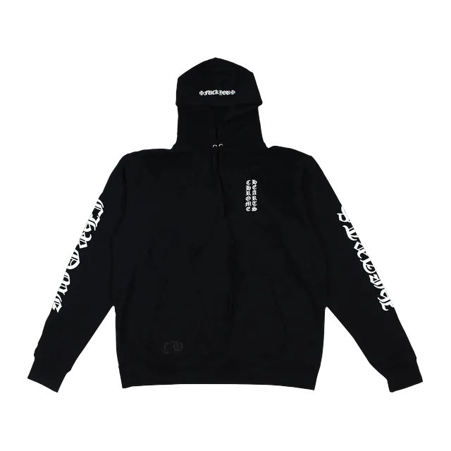Chrome Hearts Letters Sleeve Fleece Pullover Hoodie Black/White — Authentic Hoodies & Sweats at CLZTURE
