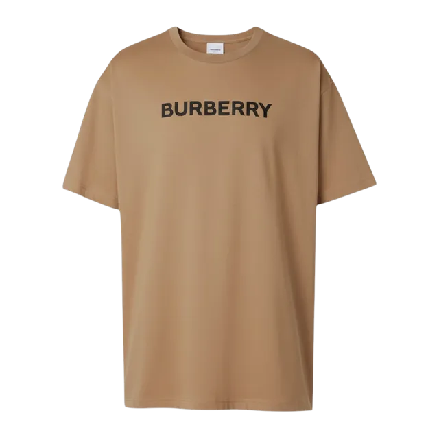 Burberry Logo Print Cotton Oversized Brown — Authentic T-Shirts at CLZTURE