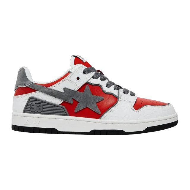 BAPE Sk8 Sta White Red Grey — Authentic Shoes & Footwear at CLZTURE