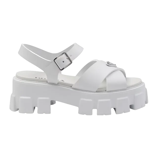 Prada Monolith Rubber Sandals White — Authentic Shoes & Footwear at CLZTURE