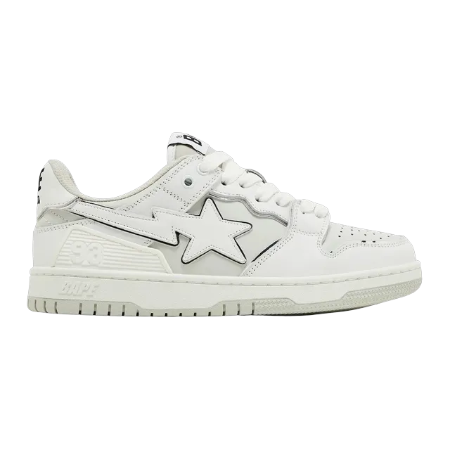 BAPE Sk8 Sta #3 l White Silver — Authentic Shoes & Footwear at CLZTURE
