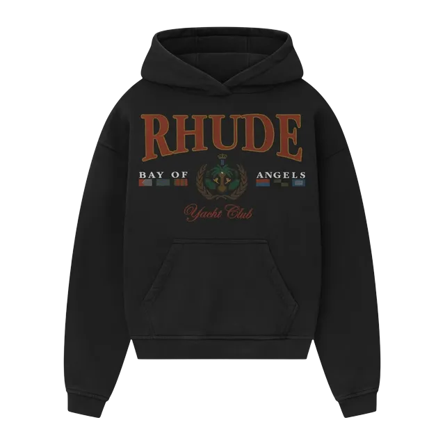 Rhude Bay Of Angels Yacht Hoodie Black — Authentic Hoodies & Sweats at CLZTURE