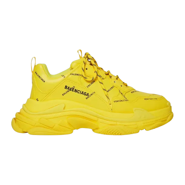 Balenciaga Triple S Allover Logo Yellow — Authentic Shoes & Footwear at CLZTURE