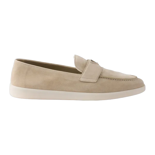 Prada Suede Loafers Neutral — Authentic Prada in stock at CLZTURE