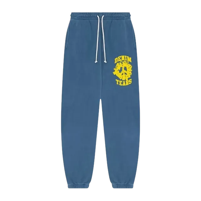 Denim Tears Cotton Wreath Peace University Sweatpant Blue — Authentic Pants & Trousers at CLZTURE