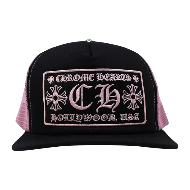 Chrome Hearts Hollywood Trucker Hat Black/Pink — Authentic Chrome Hearts in stock at CLZTURE