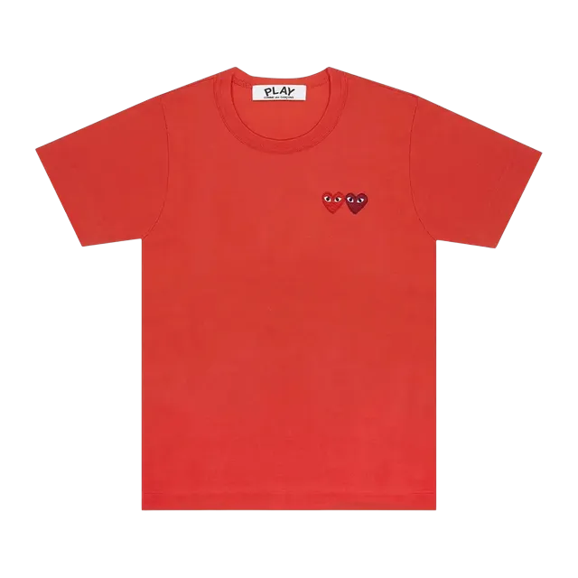 Comme des Garçons Play Double Heart T-Shirt Red — Authentic T-Shirts at CLZTURE