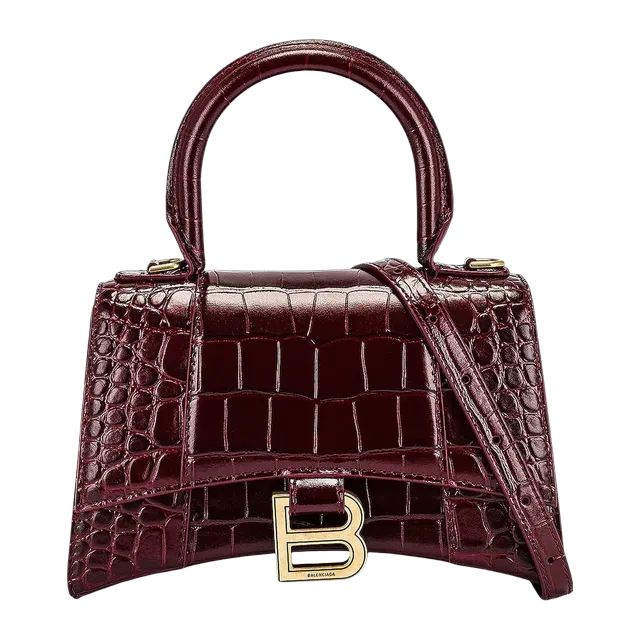 Balenciaga Hourglass Top Xs 19Cm Croco Dark Red — Authentic Bags & Luggage at CLZTURE