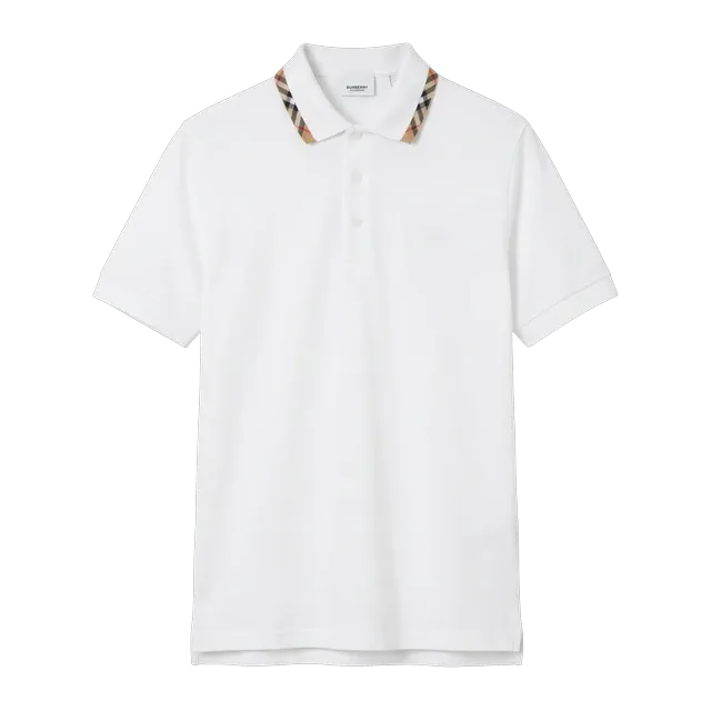 Burberry Polo à Col Check White — Authentic T-Shirts at CLZTURE