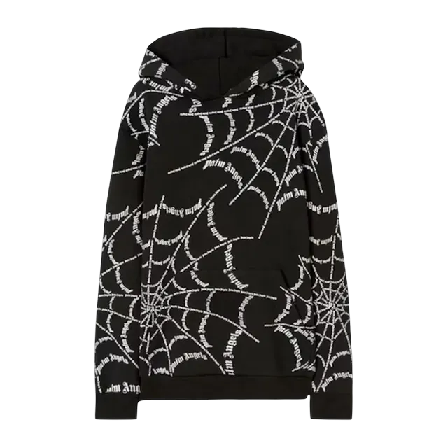 Palm Angels Hoodie Spider Web Black — Authentic Hoodies & Sweats at CLZTURE