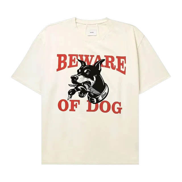 Rhude Warning Logo T-Shirt Vintage White — Authentic T-Shirts at CLZTURE