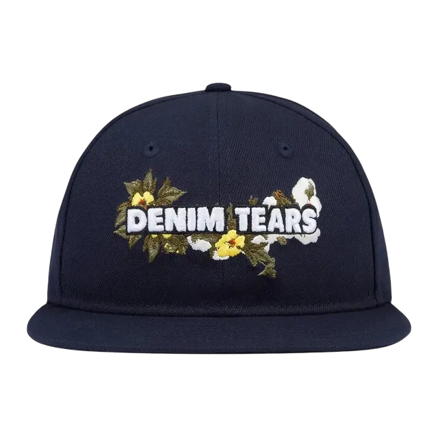 Denim Tears New Era Floral Logo Cap Navy — Authentic Accessories at CLZTURE