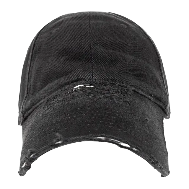 Balenciaga Distressed Brim Cap Black/White — Authentic Balenciaga in stock at CLZTURE