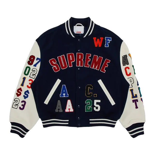 Supreme Praises Varsity Jacket Navy — Authentic Jackets & Outerwear at CLZTURE