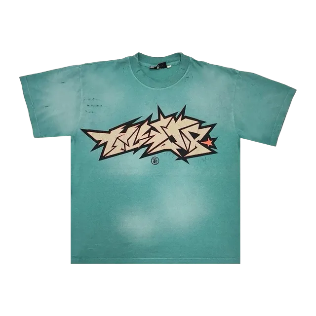 Hellstar Crack Print T-Shirt Green — Authentic T-Shirts at CLZTURE