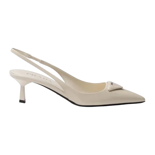 Prada Patent Leather Slingback Pumps 55Mm White — Authentic Shoes & Footwear at CLZTURE