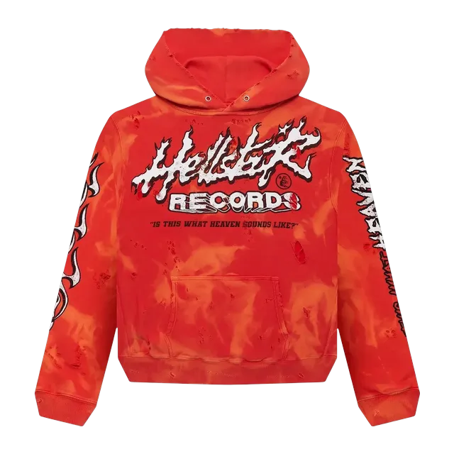 Hellstar Records Pullover Hoodie Lava — Authentic Hoodies & Sweats at CLZTURE