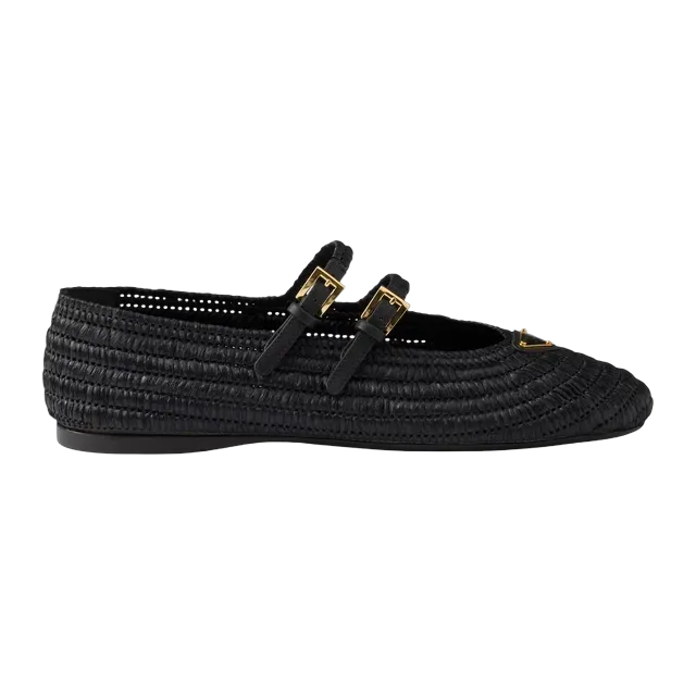Prada Crochet Ballerinas Black — Authentic Loafers & Flats at CLZTURE