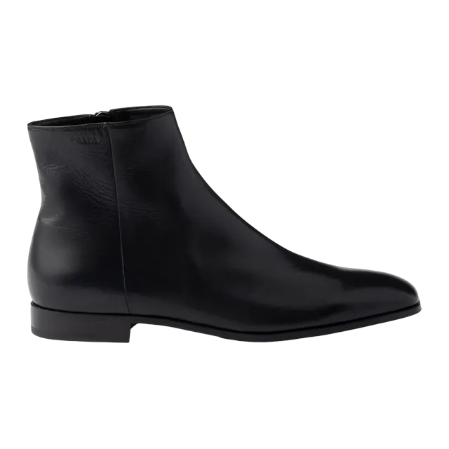 Prada Leather Booties Black — Authentic Prada in stock at CLZTURE