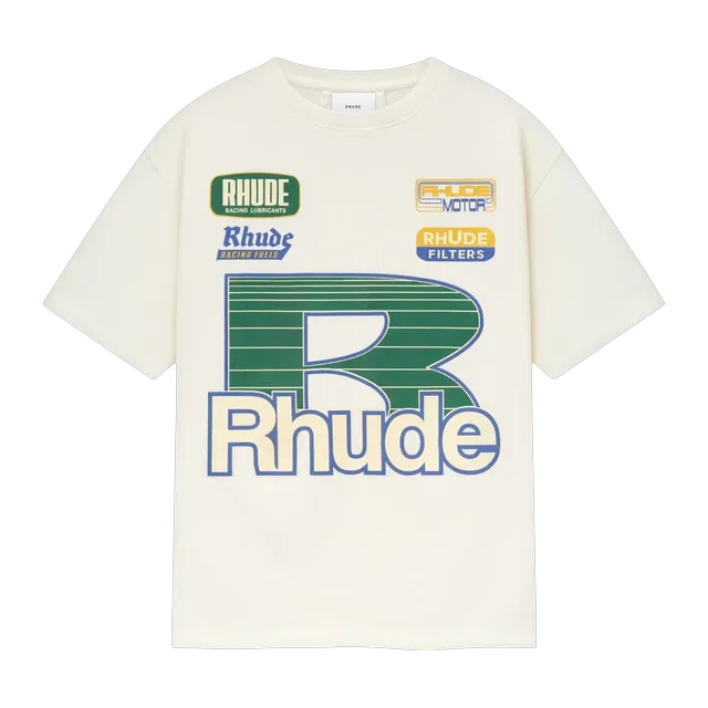 Rhude Roadway Racing T-Shirt White — Authentic Rhude in stock at CLZTURE