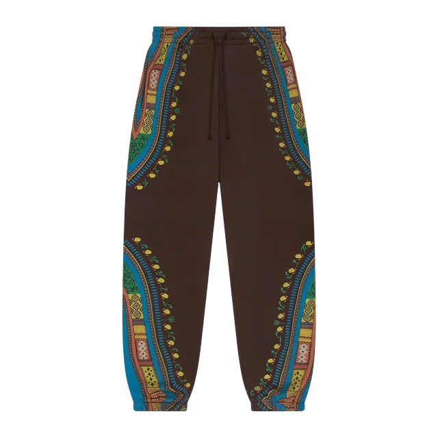 Denim Tears Dashiki Trompe L’Oeil Sweatpants Brown — Authentic Pants & Trousers at CLZTURE
