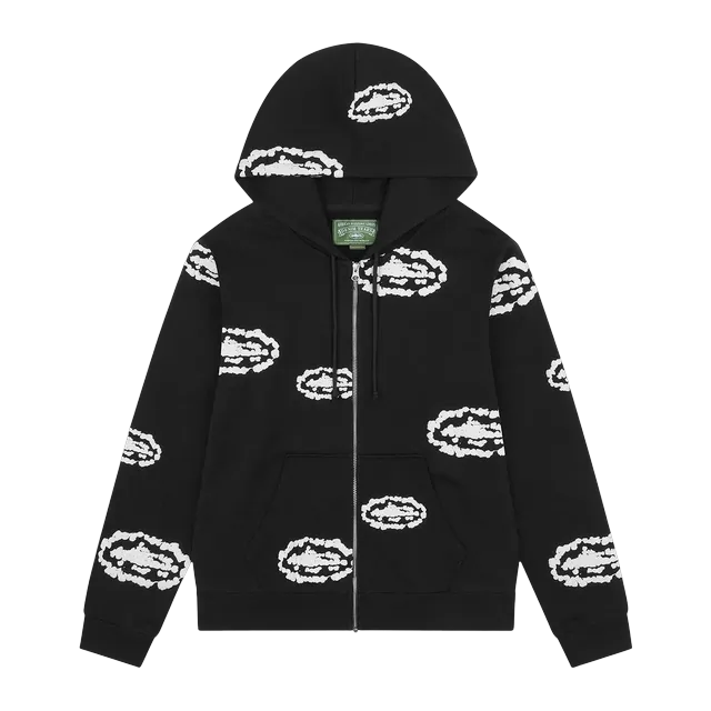 Denim Tears Corteiz x Cotton Wreath Zip Hoodie Black — Authentic Hoodies & Sweats at CLZTURE