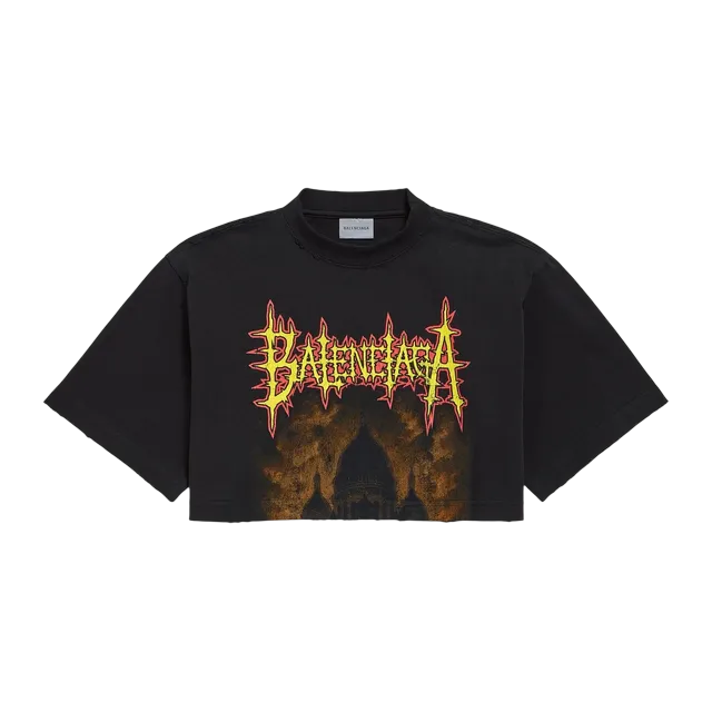 Crop Top Balenciaga Sacré Cœur Black — Authentic T-Shirts at CLZTURE