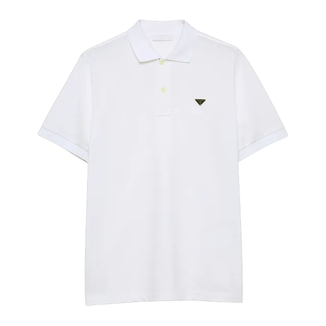 Prada Piqué Polo Shirt White — Authentic Prada in stock at CLZTURE