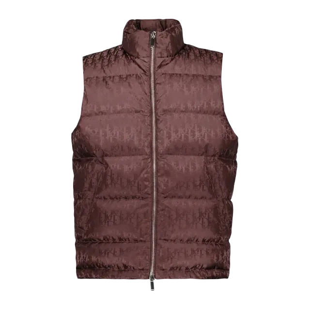 Dior Oblique Puffer Vest Mahogany Wine — Authentic Jackets & Outerwear at CLZTURE