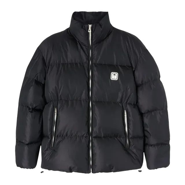 Palm Angels Logo Down Jacket Black/White — Authentic Jackets & Outerwear at CLZTURE