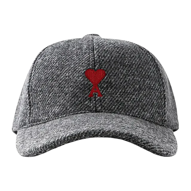 AMI Paris Cap With Embroidery Dark Grey — Authentic Accessories at CLZTURE