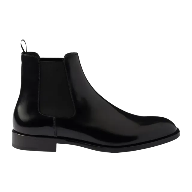 Prada Brushed Leather Chelsea Black — Authentic Prada in stock at CLZTURE