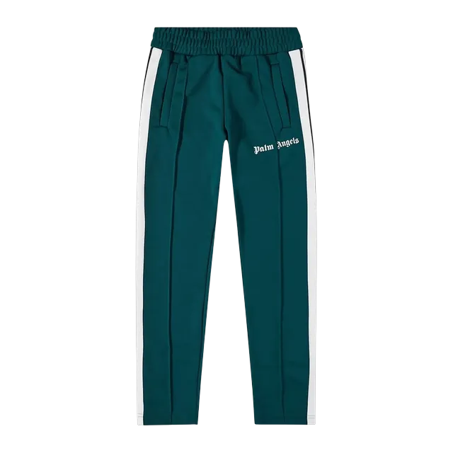 Palm Angels Slim Track Pants Green/White — Authentic Pants & Trousers at CLZTURE