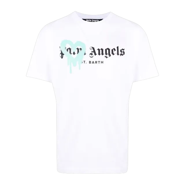 Palm Angels St. Barth Sprayed Logo White — Authentic T-Shirts at CLZTURE