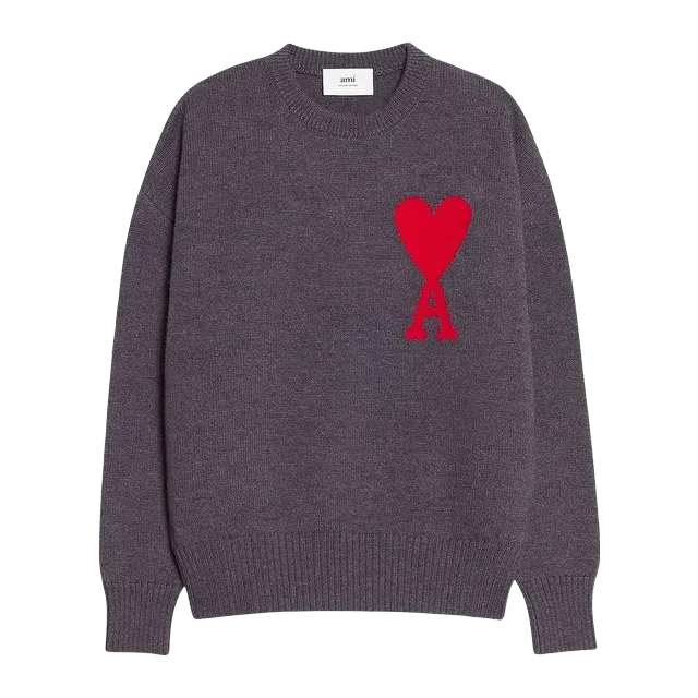AMI Paris Big Logo Sweater Grey — Authentic Hoodies & Sweats at CLZTURE