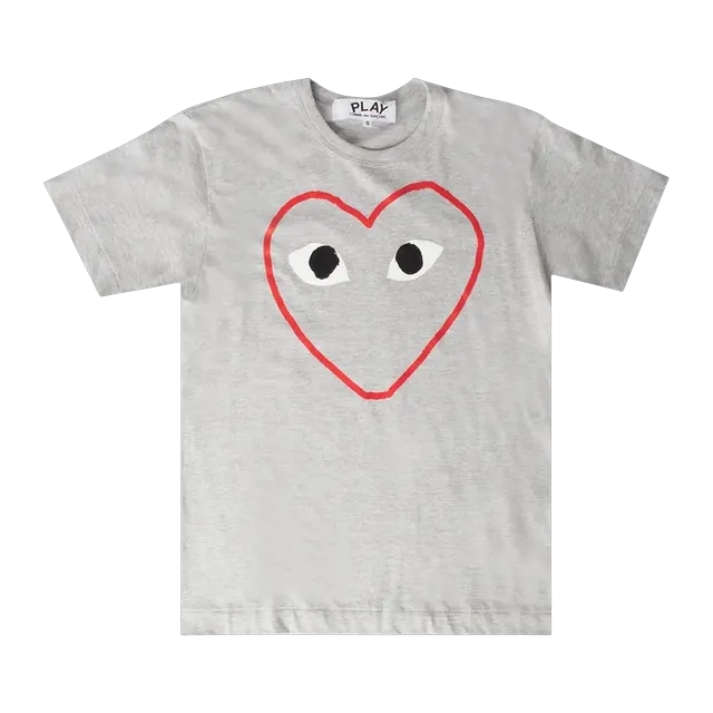 Comme des Garçons Play Heart Outline T-Shirt Grey — Authentic Comme Des Garçons in stock at CLZTURE