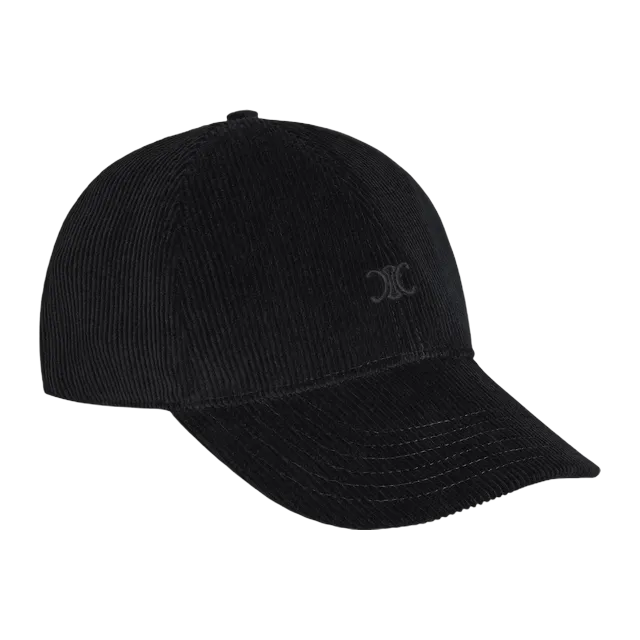 Céline Cap Baseball Triomphe Velours Côtelé Black — Authentic Accessories at CLZTURE