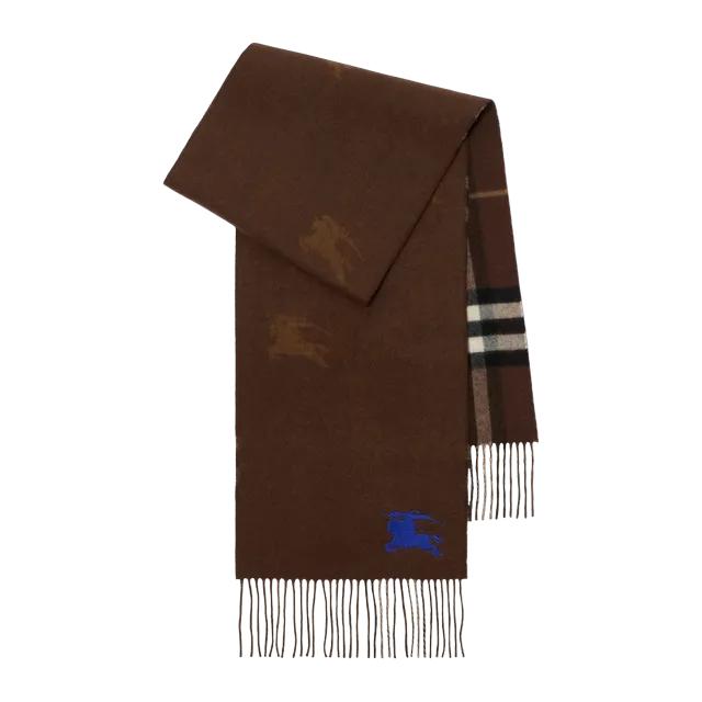 Burberry Scarf Réversible Cachemire Check Ekd Brown — Authentic Accessories at CLZTURE