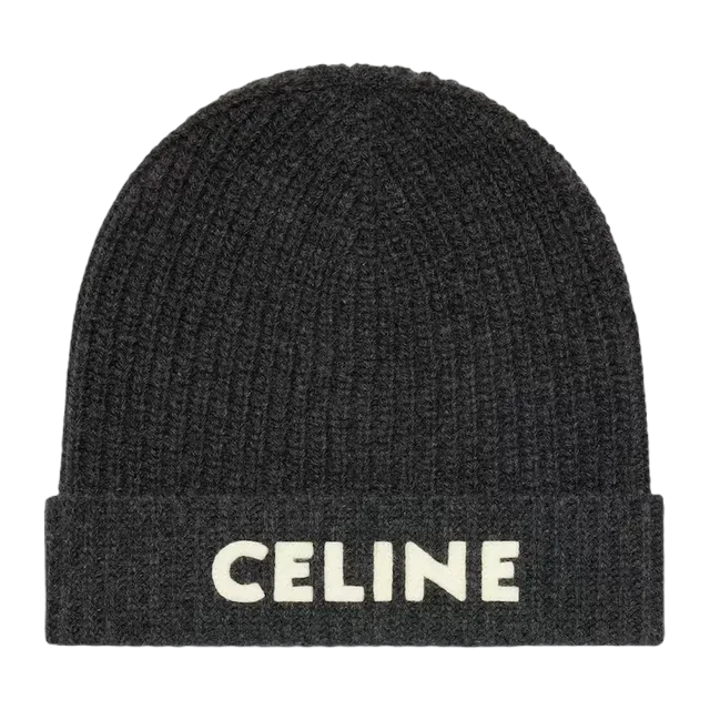 Céline Beanie Celine Laine Côtelée Grey — Authentic Accessories at CLZTURE
