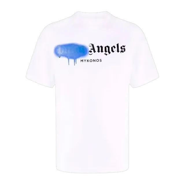 Palm Angels Mykonos Sprayed Logo White — Authentic T-Shirts at CLZTURE