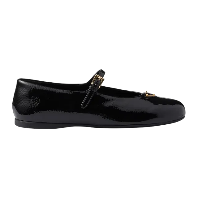 Prada Naplak Patent Leather Ballerinas Black — Authentic Loafers & Flats at CLZTURE