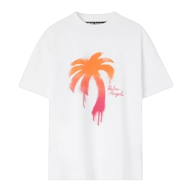 Palm Angels Palm Sprayed Logo White — Authentic T-Shirts at CLZTURE