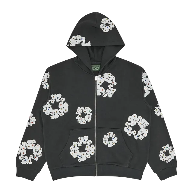 Denim Tears Rhinestone Wreath Zip Hoodie Vintage Black — Authentic Denim Tears in stock at CLZTURE