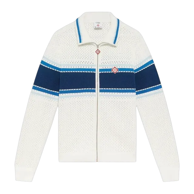 Casablanca Survêtement Mesh à Rayures Blanches Et Bleues White — Authentic Jackets & Outerwear at CLZTURE