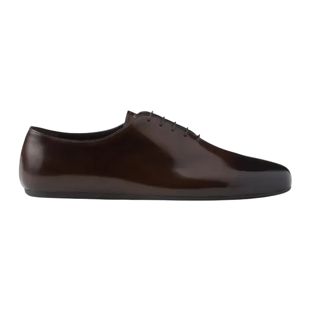 Prada Brushed Leather Lace-Ups Brown — Authentic Shoes & Footwear at CLZTURE