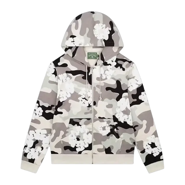 Denim Tears The Cotton Wreath Zip Sweatshirt White Camo — Authentic Denim Tears in stock at CLZTURE