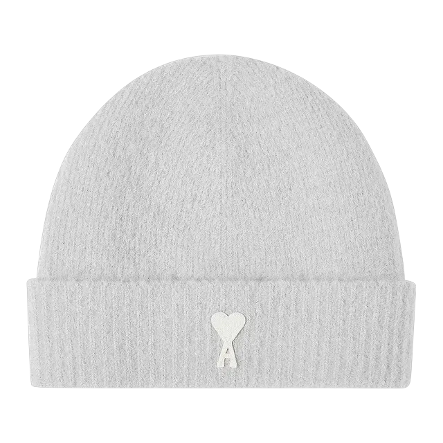 AMI Paris Beanie Pearl Grey/Ivory — Authentic Accessories at CLZTURE
